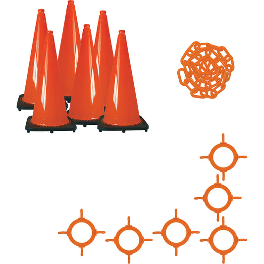 Mr. Chain Traffic Cone & Chain Kit, 36", Orange