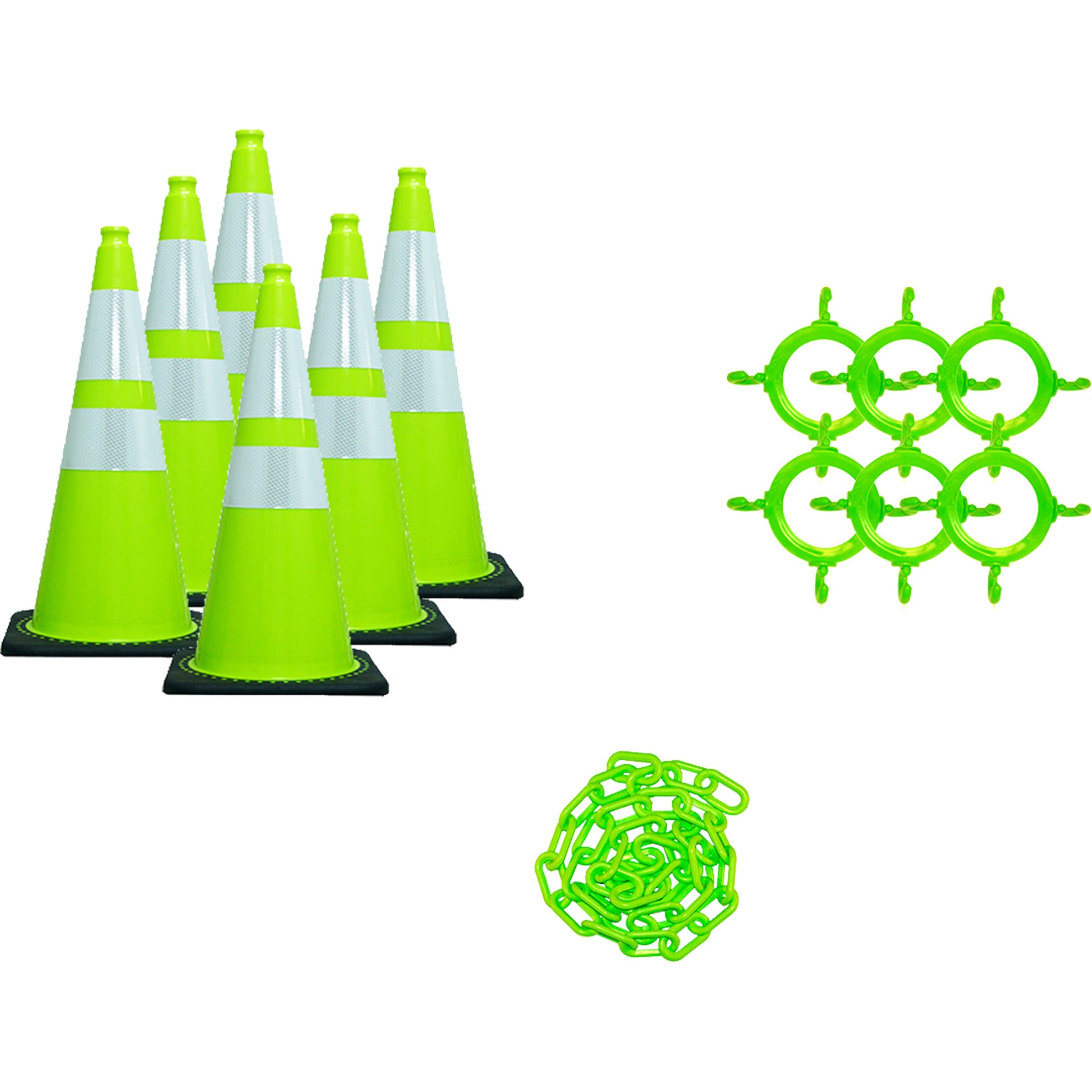 Mr. Chain Traffic Cone & Chain Kit, 36", Green, 4" & 6" Reflective Collar(s)