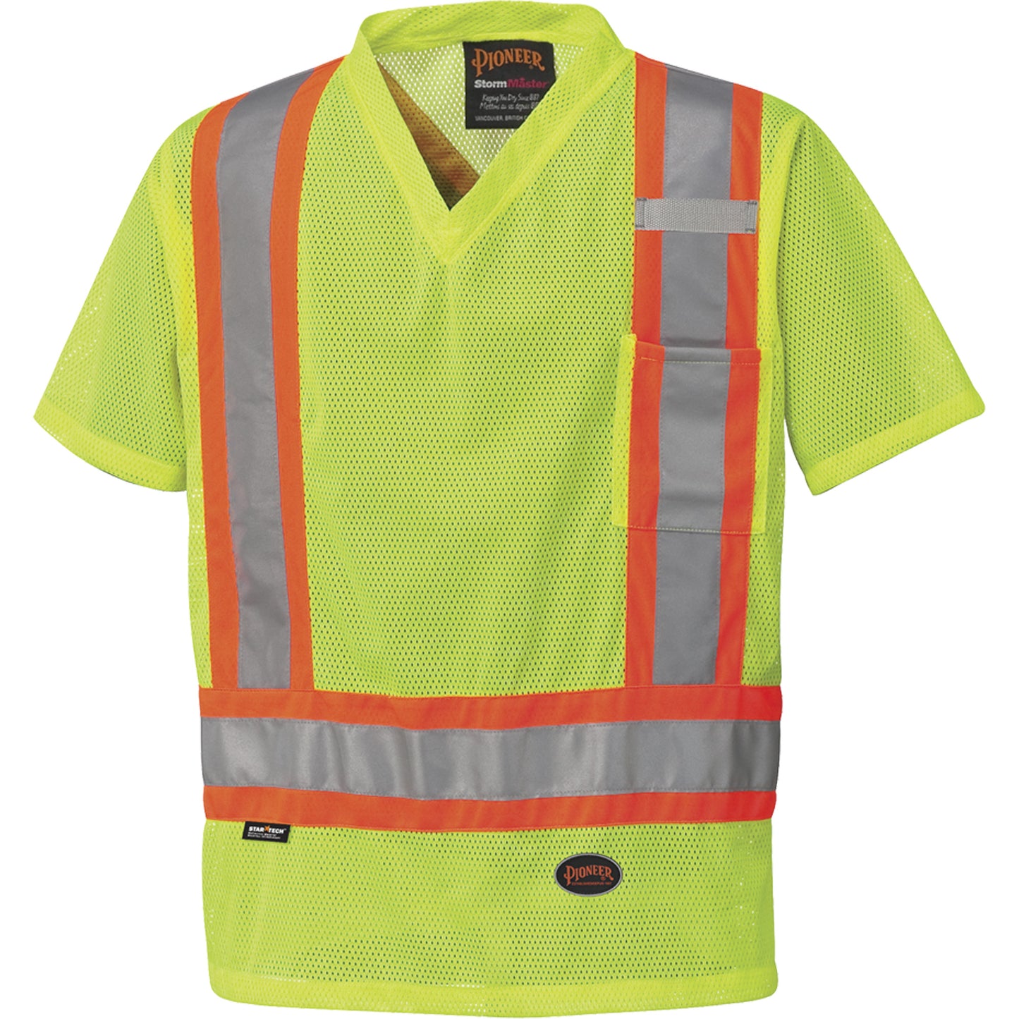 Pioneer 5997 High Visibility Safety T-Shirt, Polyester, 4X-Large, High Visibility Lime-Yellow