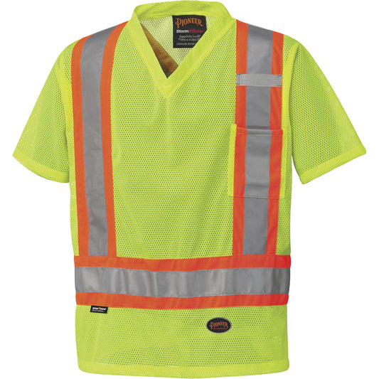 Pioneer 5997 High Visibility Safety T-Shirt, Polyester, 4X-Large, High Visibility Lime-Yellow