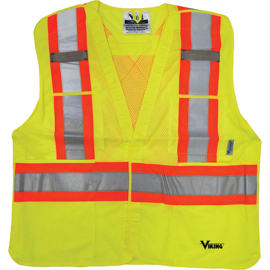 Viking Safety Vest, High Visibility Lime-Yellow, Medium/Small, Polyester