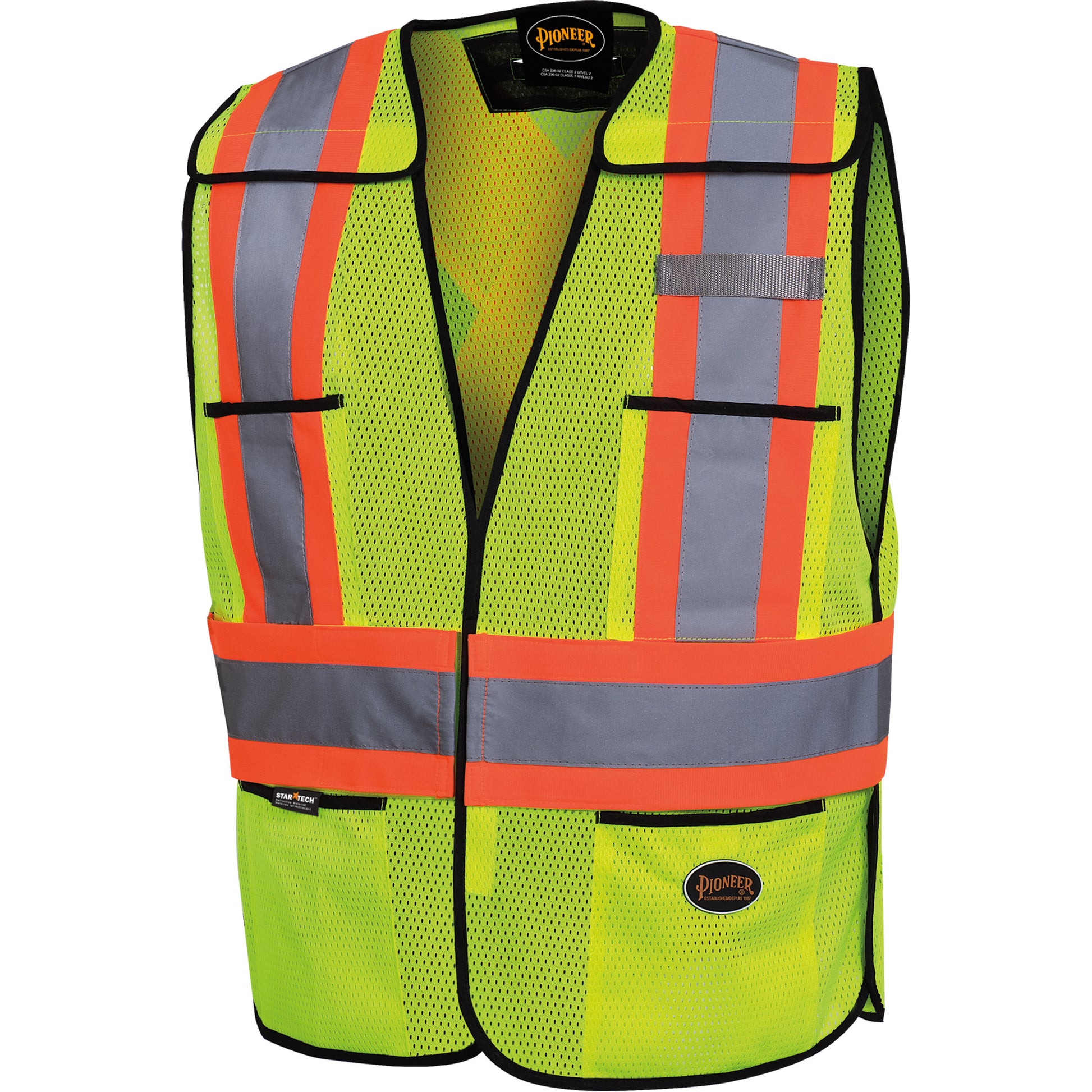 Pioneer 6927 Safety Vest, High Visibility Lime-Yellow, Polyester