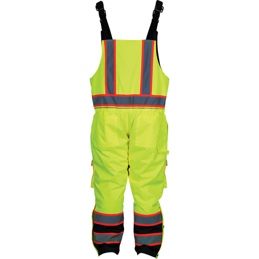Mcr Safety Insulated Overalls, Polyester/Polyurethane, 5X-Large, High Visibility Lime-Yellow