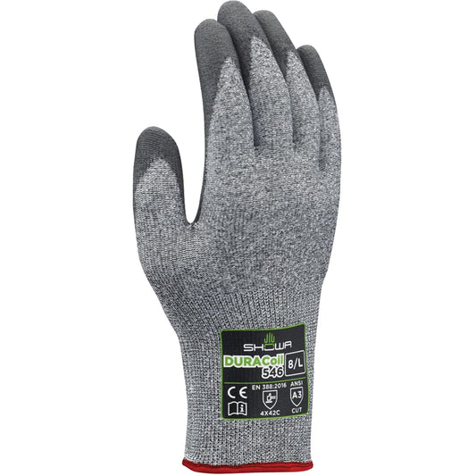 Showa 546 Cut Resistant Gloves, Size 6/Small, 13 Gauge, Polyurethane Coated, HPPE Shell, ANSI/ISEA 105 Level 3/EN 388 Level C