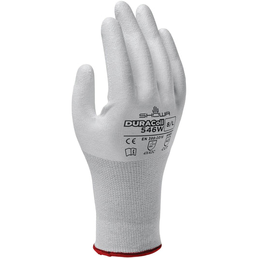 Showa 546W Cut Resistant Gloves, Size Medium/7, 13 Gauge, Polyurethane Coated, HPPE Shell, ANSI/ISEA 105 Level 3/EN 388 Level C