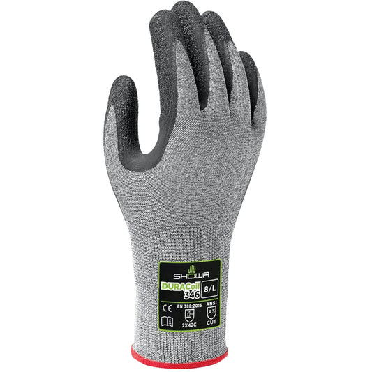 Showa 346 Cut Resistant Gloves, Size Large/8, 13 Gauge, Rubber Latex Coated, HPPE Shell, ANSI/ISEA 105 Level 3/EN 388 Level C