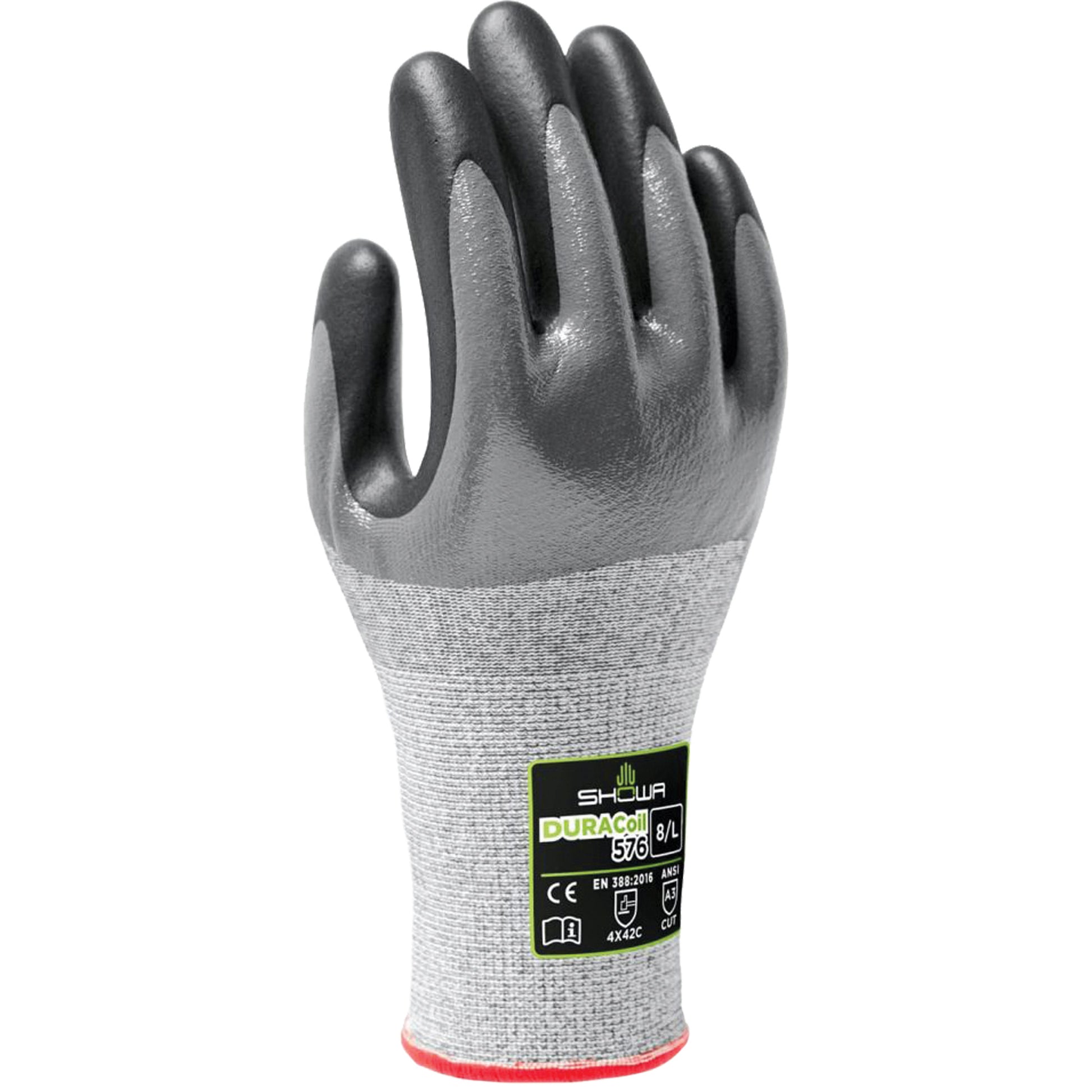 Showa 576 Cut Resistant Gloves, Size 6/Small, 13 Gauge, Foam Nitrile Coated, HPPE Shell, ANSI/ISEA 105 Level 3/EN 388 Level C