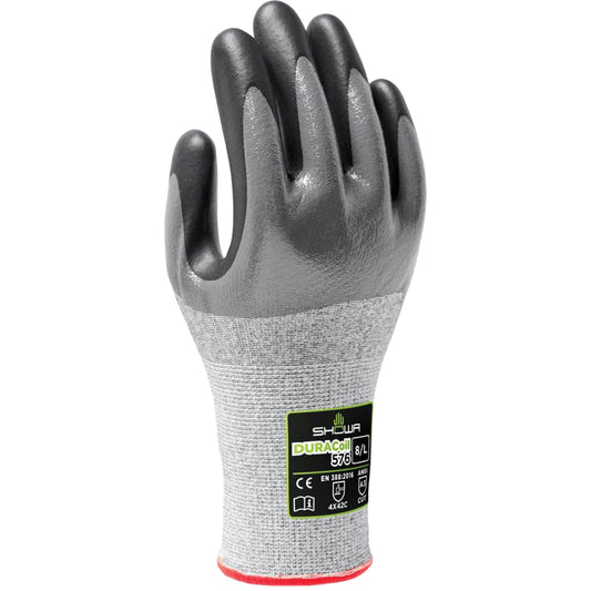 Showa 576 Cut Resistant Gloves, Size 6/Small, 13 Gauge, Foam Nitrile Coated, HPPE Shell, ANSI/ISEA 105 Level 3/EN 388 Level C