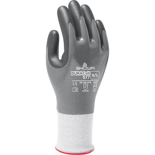 Showa 577 Cut Resistant Gloves, Size 2X-Large/10, 13 Gauge, Foam Nitrile Coated, HPPE Shell, ANSI/ISEA 105 Level 3/EN 388 Level C