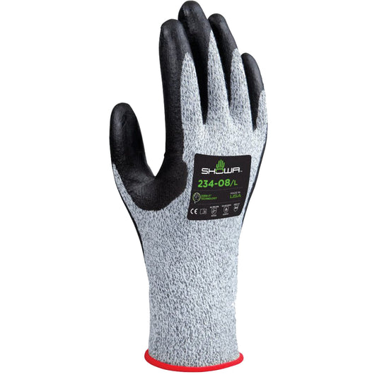 Showa 234 Cut Resistant Gloves, Size X-Large/9, 15 Gauge, Foam Nitrile Coated, HPPE Shell, ANSI/ISEA 105 Level 4/EN 388 Level D