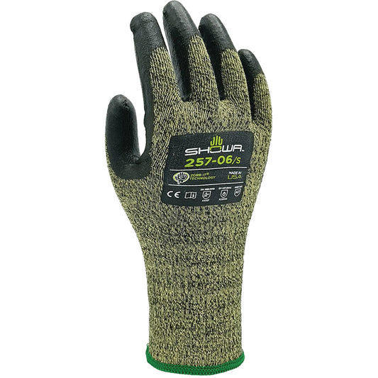 Showa 257 Cut Resistant Gloves, Size X-Large/9, 13 Gauge, Foam Nitrile Coated, Stainless Steel Shell, ANSI/ISEA 105 Level 7/EN 388 Level F