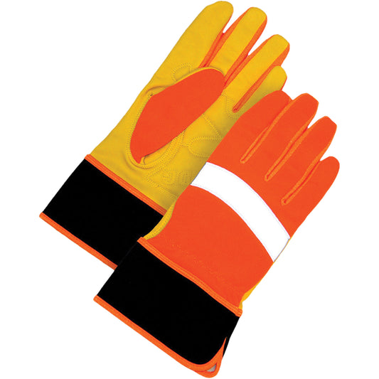 Bob Dale Gloves High Visibility Gloves, Size Small, Grain Leather Palm