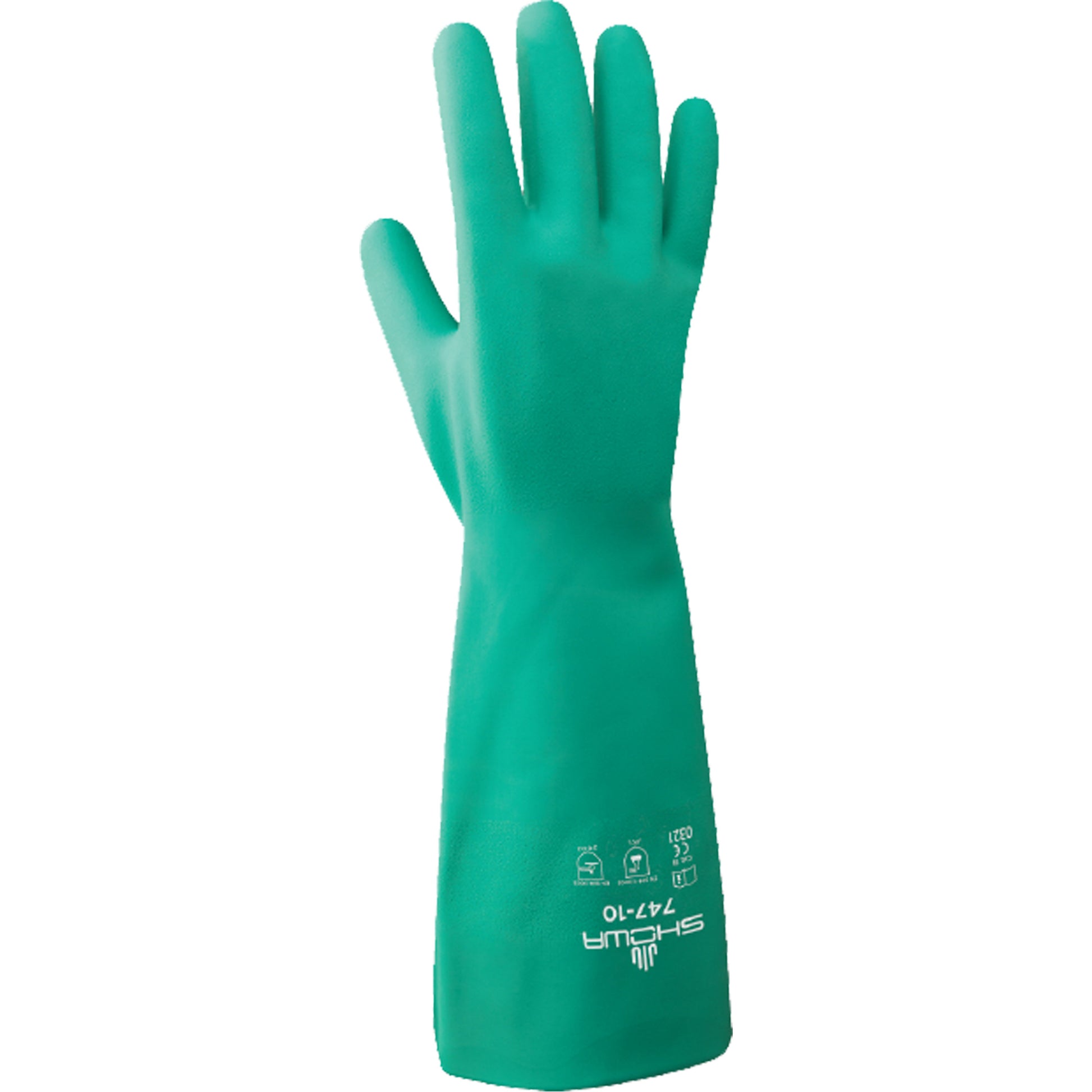 Showa Chemical Resistant Gloves 747 Series, Size 2X-Large/11, 18" L, Nitrile, 22.04-mil