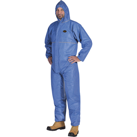 Pioneer 2075 Flame-Resistant SMS Disposable Coveralls, Size Medium, Blue