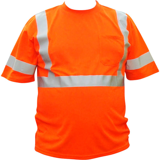 Safe+Sound High Visibility Short-Sleeved Shirt, Cotton, 3X-Large, High Visibility Orange