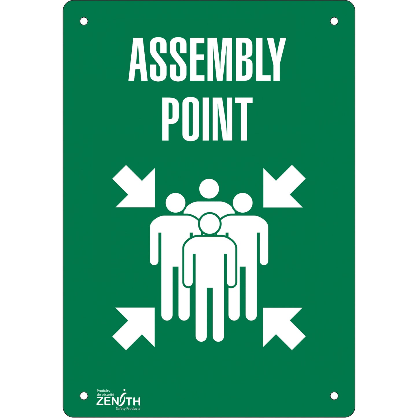 Zenith Safety Products "Assembly Point" Sign, 14" x 10", Aluminum, English with Pictogram