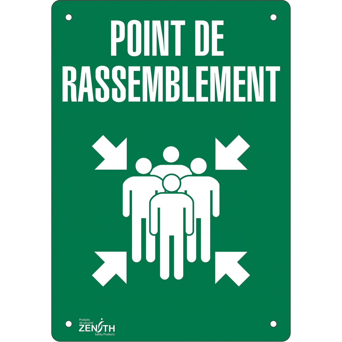 Zenith Safety Products "Point de rassemblement" Sign, 20" x 14", Aluminum, French with Pictogram