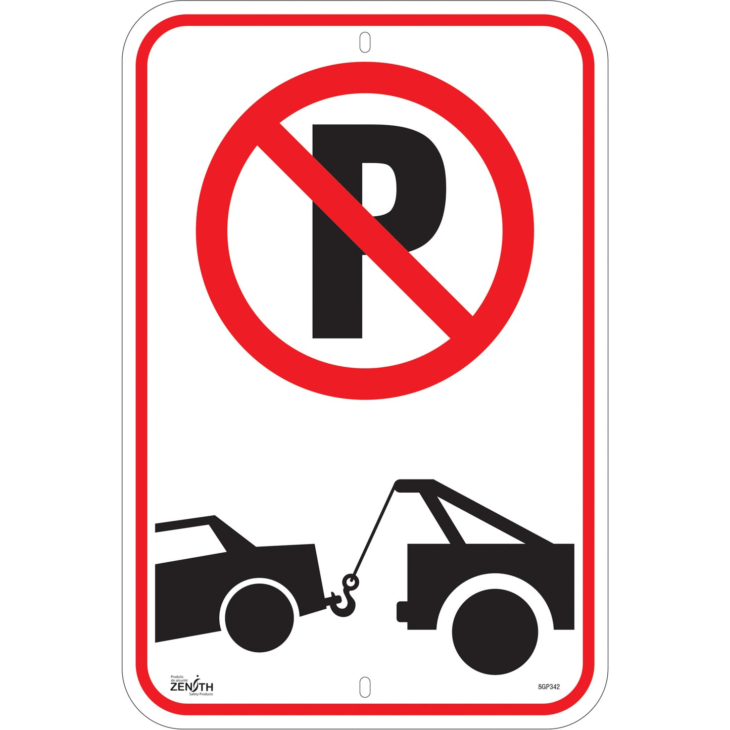Zenith Safety Products No Parking Tow Away Zone Sign, 18" x 12", Aluminum, Pictogram