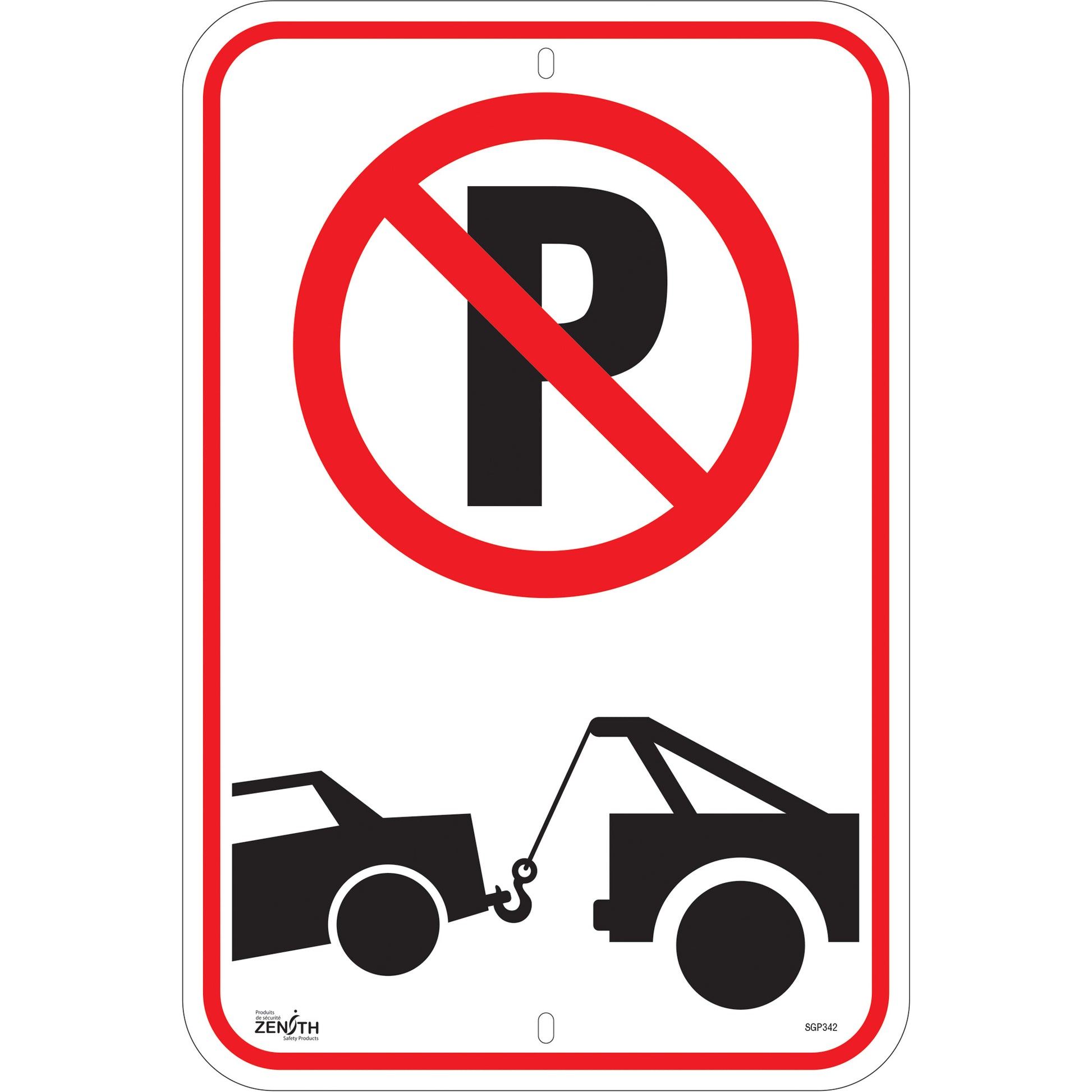 Zenith Safety Products No Parking Tow Away Zone Sign, 18" x 12", Aluminum, Pictogram