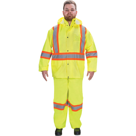 Zenith Safety Products RZ1000 Rain Suit, Polyester, Medium, High Visibility Lime-Yellow