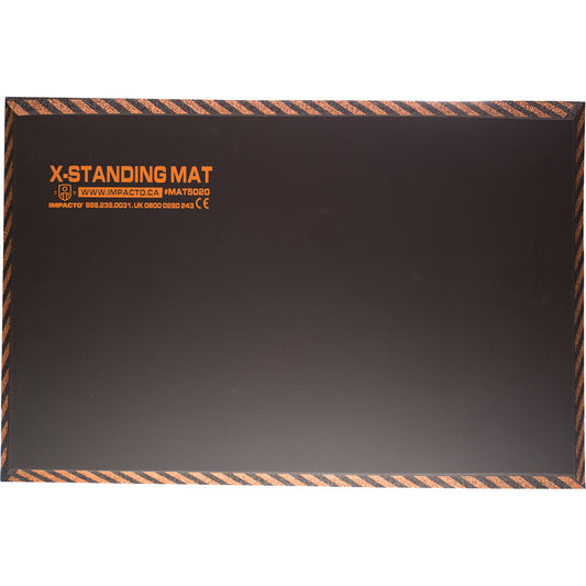 Impacto Anti-Fatigue Standing Mat, Smooth, 16" x 28" x 1", Black, Rubber
