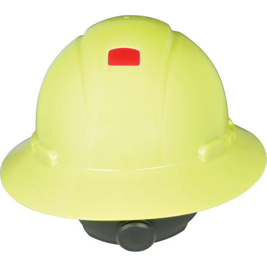 3M Full Brim Hardhat with Uvicator Sensor, Ratchet Suspension, High Visibility Yellow