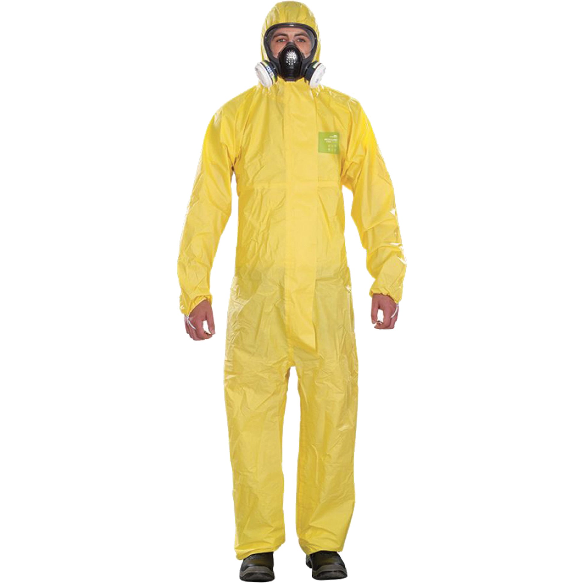 Ansell Microchem® Medium-Duty Disposable Coveralls, Large, Yellow, Polypropylene