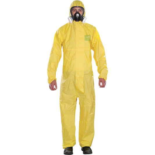 Ansell Microchem® Medium-Duty Disposable Coveralls, Large, Yellow, Polypropylene