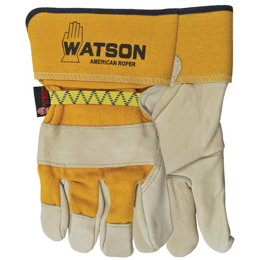 Watson Gloves American Roper Gloves, X-Large, Grain Cowhide Palm, Cotton Inner Lining