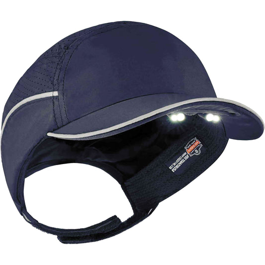 Ergodyne Skullerz® 8965 Lightweight Bump Cap Hat with LED Lighting, Navy Blue