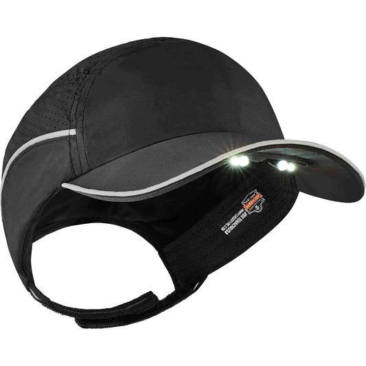 Ergodyne Skullerz® 8965 Lightweight Bump Cap Hat with LED Lighting, Black