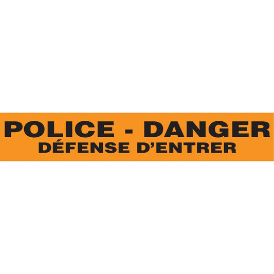 Incom Top Tape & Label "Police Défense D'Entrer" Barricade Tape, French, 3" W x 1000' L, 2 mils, Black on Yellow