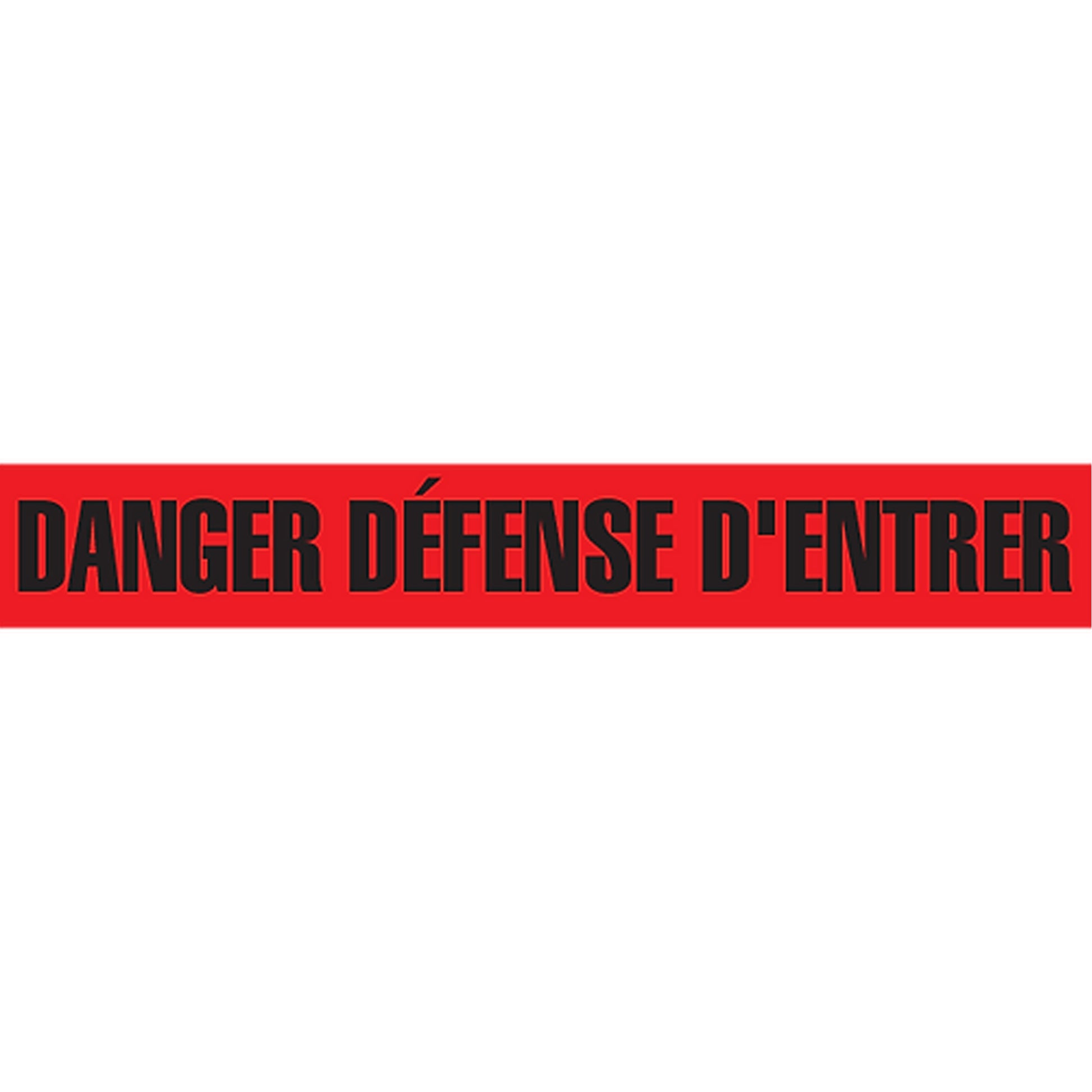Incom Top Tape & Label "Danger Défense D'Entrer" Barricade Tape, French, 3" W x 1000' L, 2 mils, Black on Red