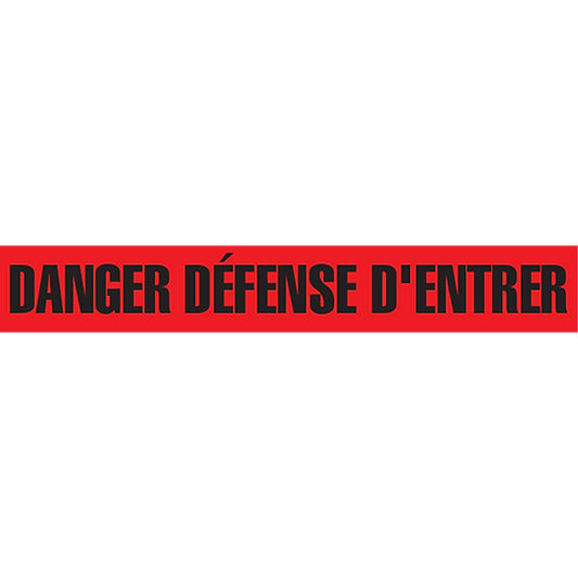 Incom Top Tape & Label "Danger Défense D'Entrer" Barricade Tape, French, 3" W x 1000' L, 2 mils, Black on Red