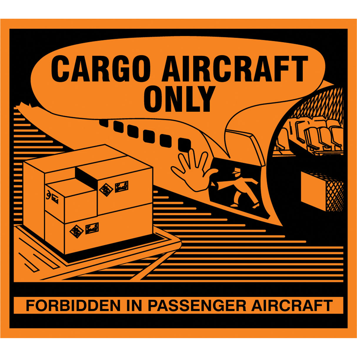 "Cargo Aircraft Only" Handling Labels, 4-3/4" L x 4-1/4" W, Orange