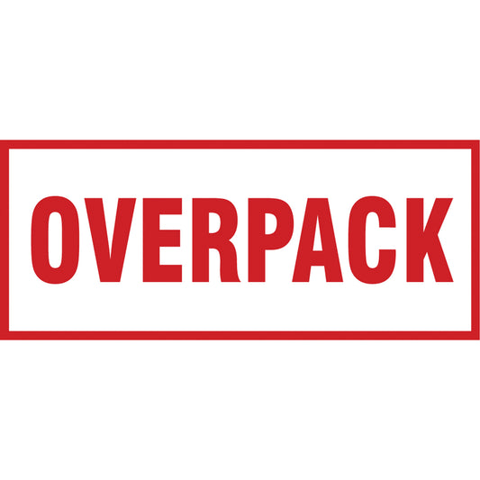 "Overpack" Handling Labels, 6" L x 2-1/2" W, Red on White
