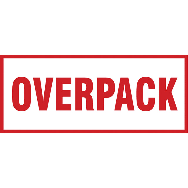 "Overpack" Handling Labels, 6" L x 2-1/2" W, Red on White