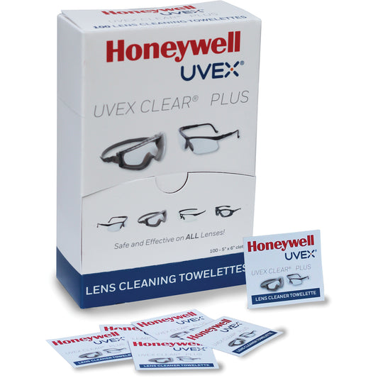 Honeywell Uvex® Clear® Plus Towelettes, 5.25" x 8", Pack Of 100