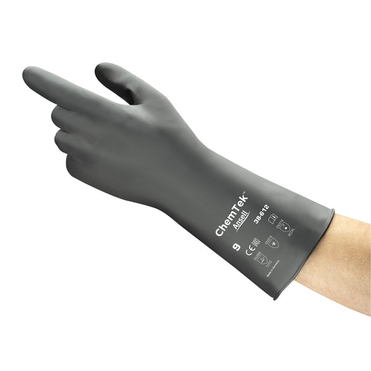 Ansell AlphaTec® Chemical Resistant Gloves, Size 8, 12" L, Butyl Rubber/Viton®, 0.3 mil