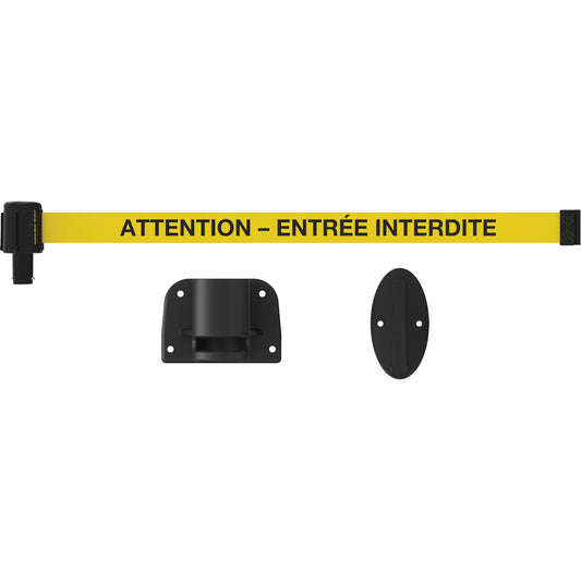 Banner Stakes Plus Wall Mount Barrier System, Plastic, Screw Mount, 15', Yellow Tape