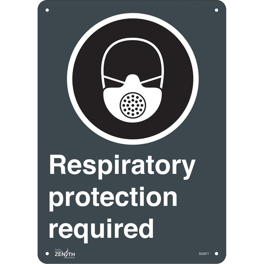 Zenith Safety Products Respiratory Protection Required CSA Standard Safety Sign, 14" x 10", Aluminum, English with Pictogram