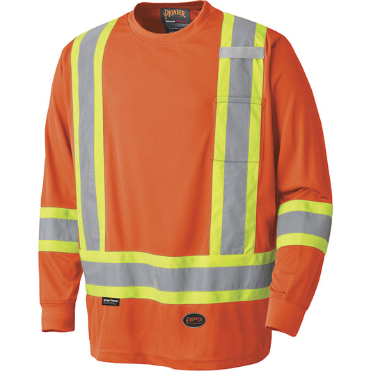 Pioneer 6995 High-Visibility Long Sleeved Shirt, Polyester, 5X-Large, High Visibility Orange