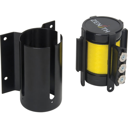 Zenith Safety Products Wall Mount Barrier with Magnetic Tape, Steel, Screw Mount, 12', Yellow Tape