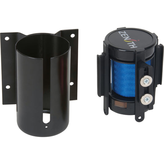 Zenith Safety Products Wall Mount Barrier with Magnetic Tape, Steel, Screw Mount, 7', Blue Tape