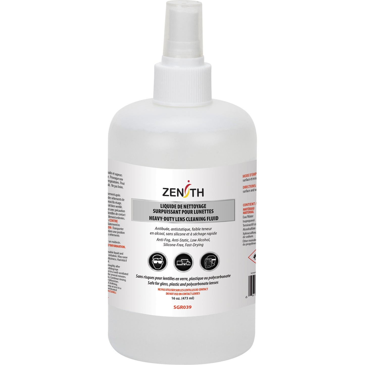 Zenith Safety Products Anti-Fog Premium Lens Cleaner, 473 ml