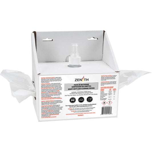 Zenith Safety Products Disposable Premium Lens Cleaning Station, Cardboard, 8" L x 4" D x 8" H