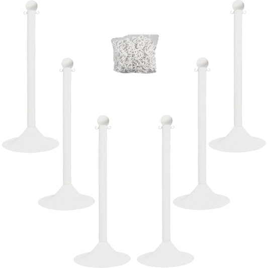 Mr. Chain Light-Duty Stanchion & Chain Kit, 41" High, White