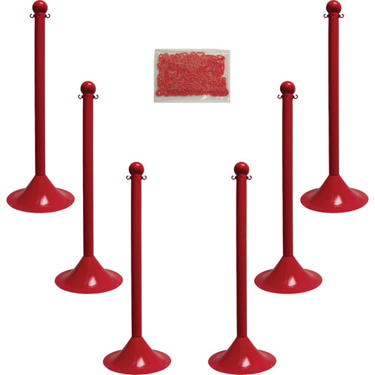 Mr. Chain Light-Duty Stanchion & Chain Kit, 41" High, Red