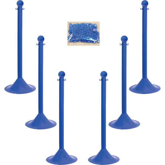 Mr. Chain Light-Duty Stanchion & Chain Kit, 41" High, Blue