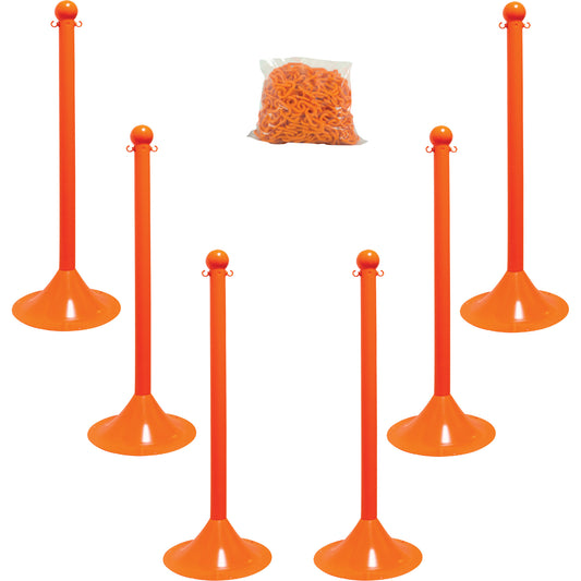 Mr. Chain Light-Duty Stanchion & Chain Kit, 41" High, Orange
